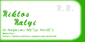 miklos malyi business card